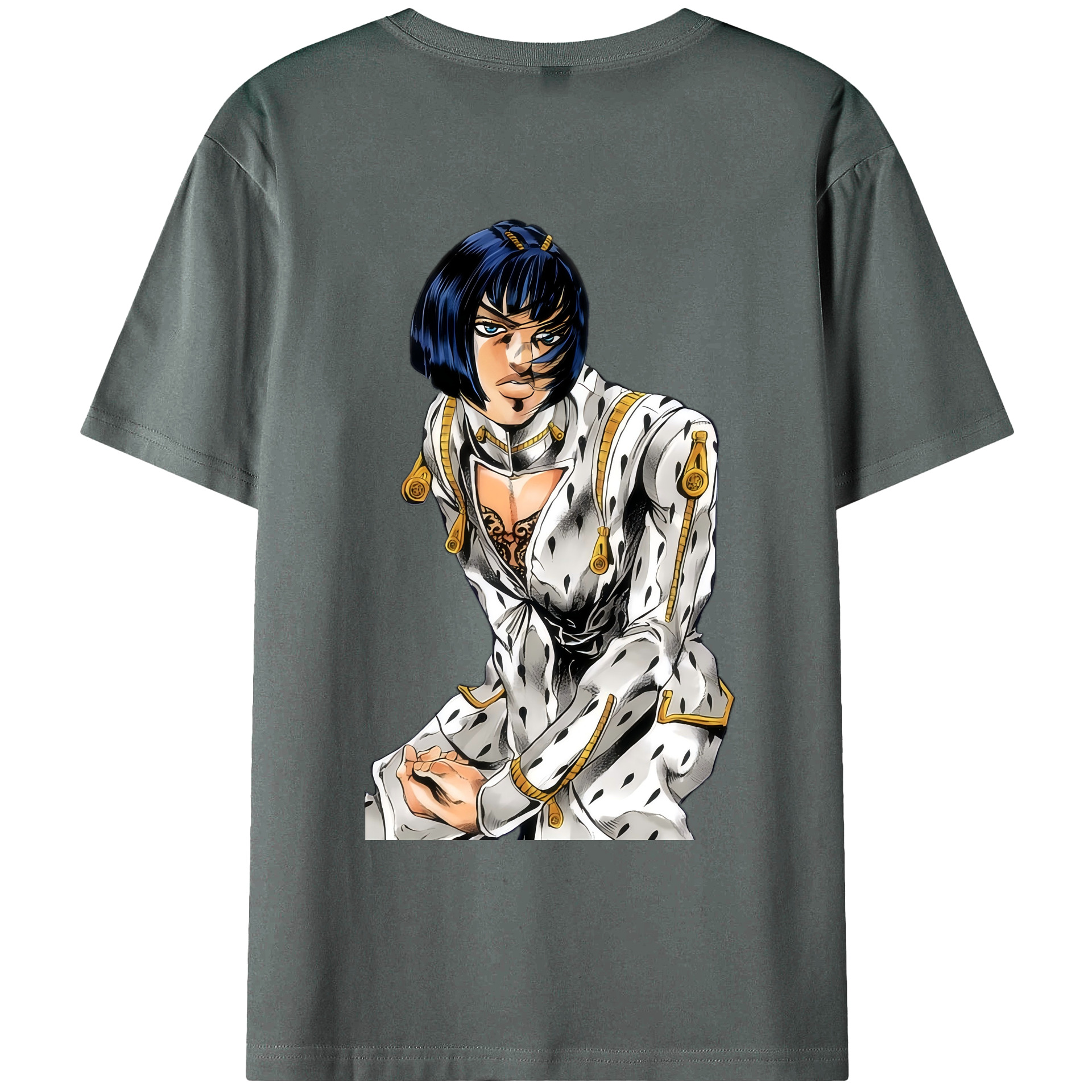 （画像用） ジョジョの奇妙な冒険 ブローノ?ブチャラティ JoJo's Bizarre Adventure Bruno Bucciarati 綿100％ メンズ半袖Tシャツ（バックプリント） 通気性